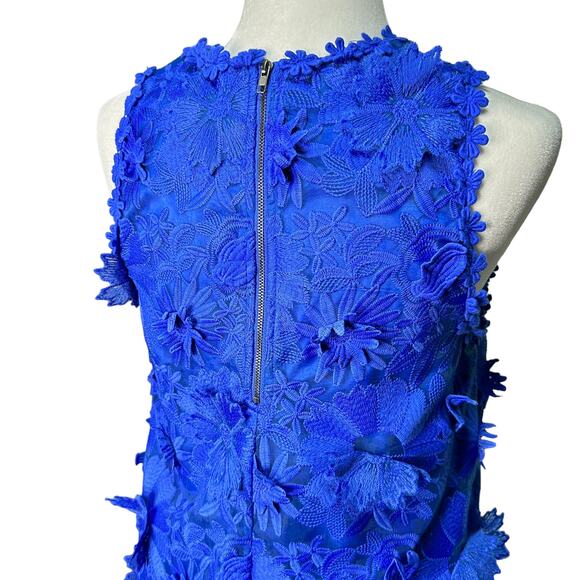 ERI + ALI Womens Small Royal Blue Sleeveless Embroidered Daisy Lace Shift Dress - Picture 7 of 10
